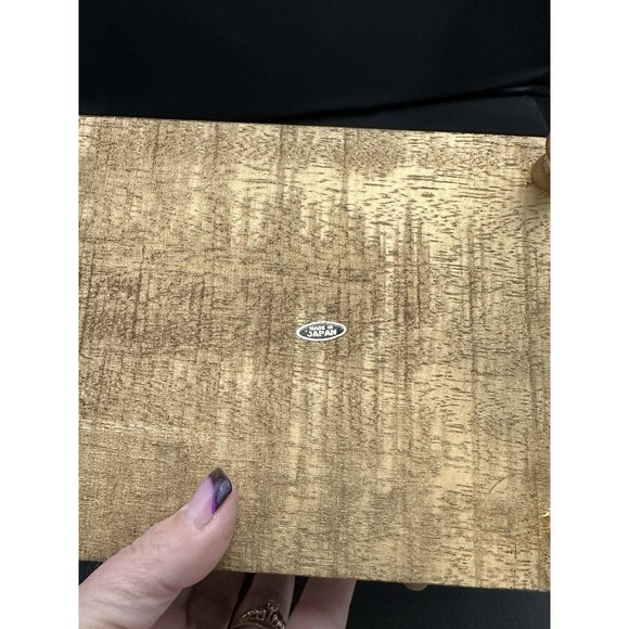 Jewelry Box Made In Japan Gold Blue Velvet Interior Vintage - Picture 4 of 4